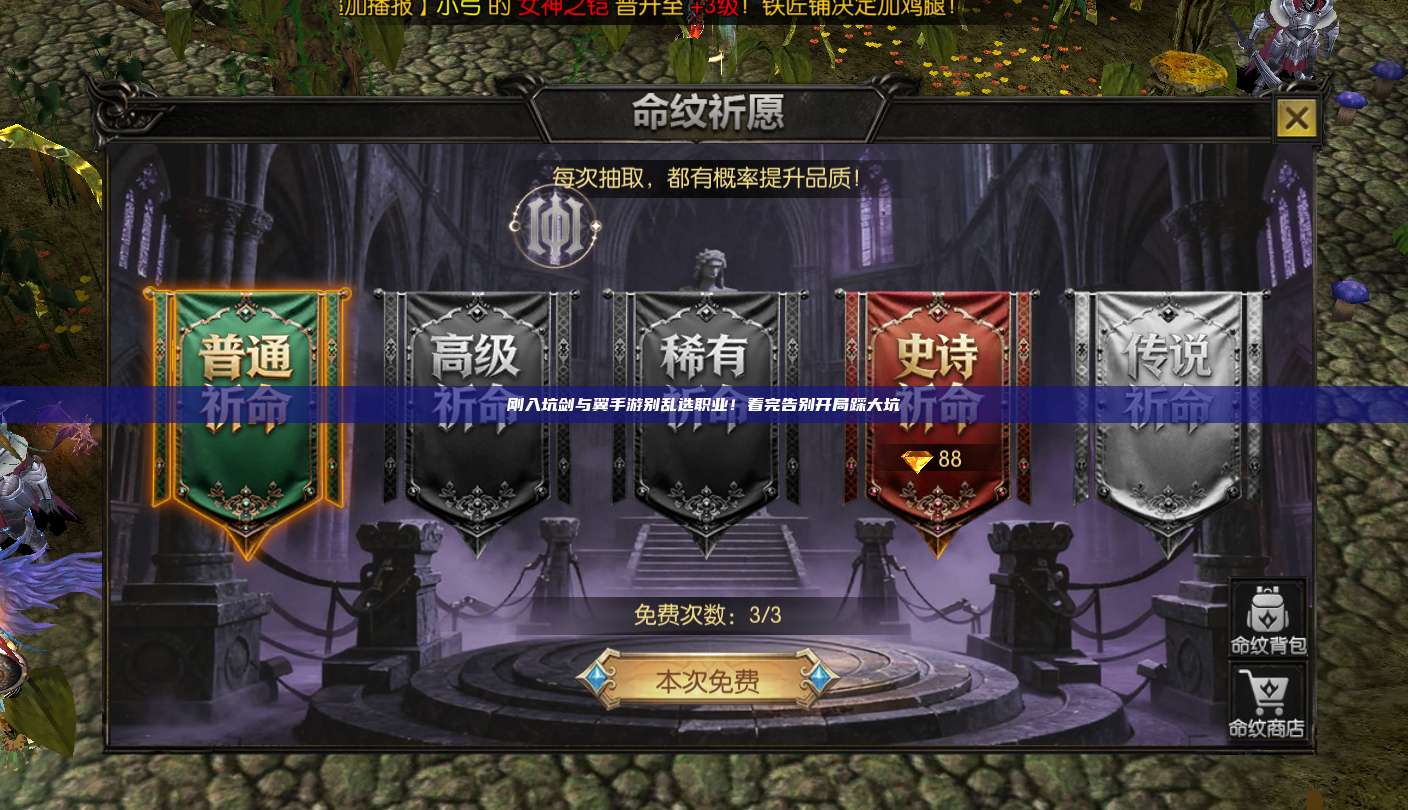 刚入坑剑与翼手游别乱选职业！看完告别开局踩大坑
